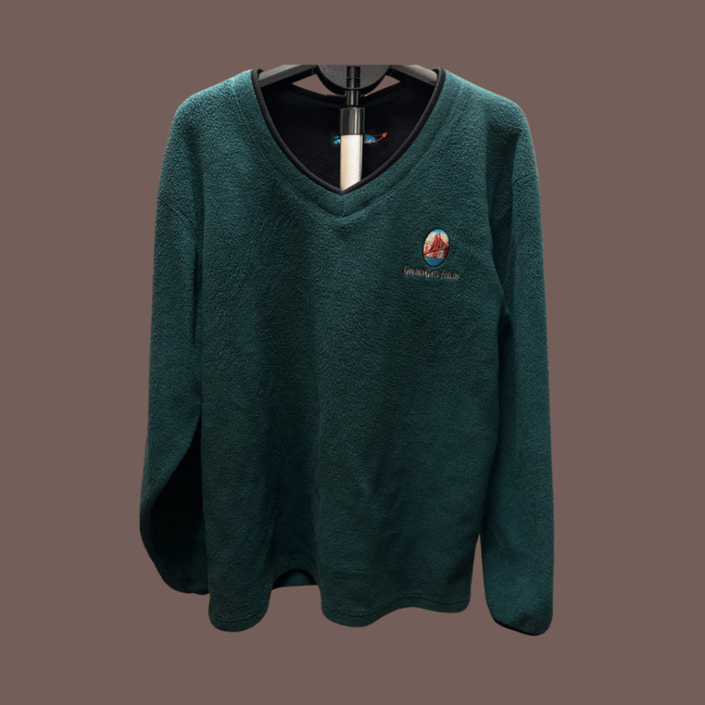 Tri-Mountain Fleece Pullover | Green, Golden Gate Fields | Size L | Vintage